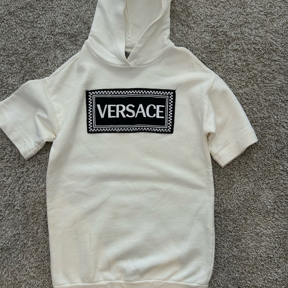 Versace White Short Sleeve Hoodie open to offers